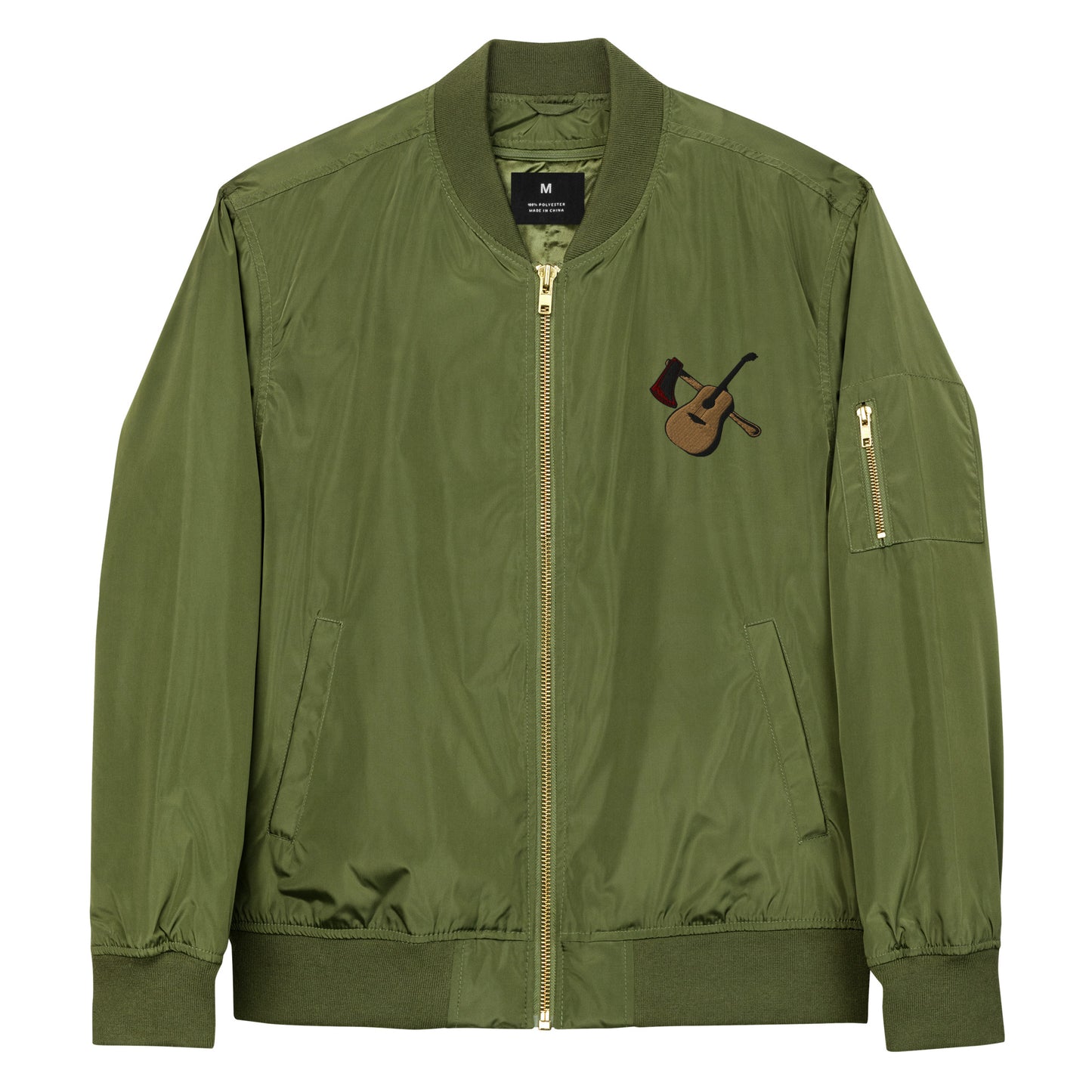 Premium recycled bomber jacket "Guitar & Axe"
