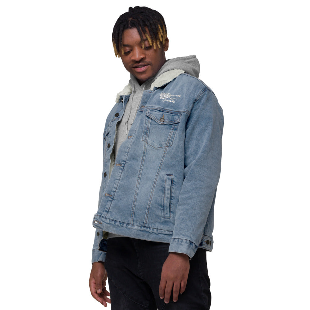Unisex denim sherpa jacket with embroided TSM Logo