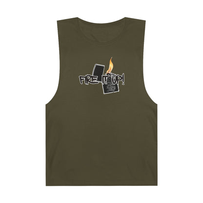 Unisex Fire It Up Tank Top, Vintage Style Muscle Tank, Summer Casual Wear, Gift for Campers, Festival Outfit, Retro Graphic Tee