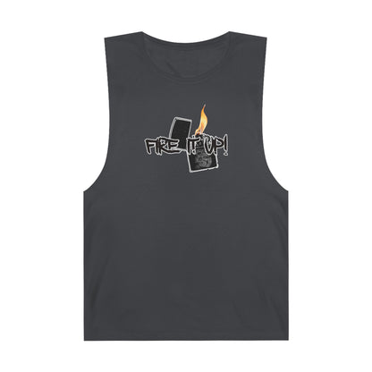 Unisex Fire It Up Tank Top, Vintage Style Muscle Tank, Summer Casual Wear, Gift for Campers, Festival Outfit, Retro Graphic Tee