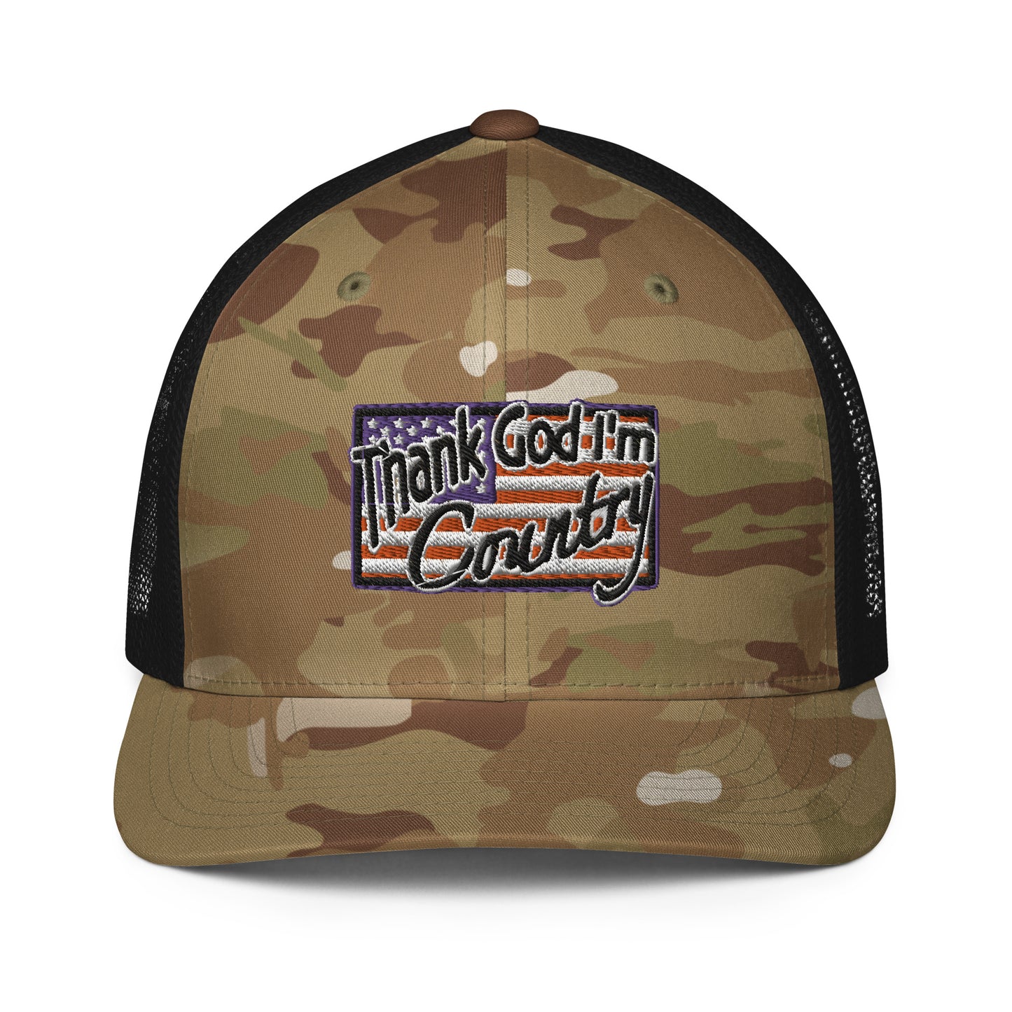 Closed-back trucker cap 'Thank God I'm Country'